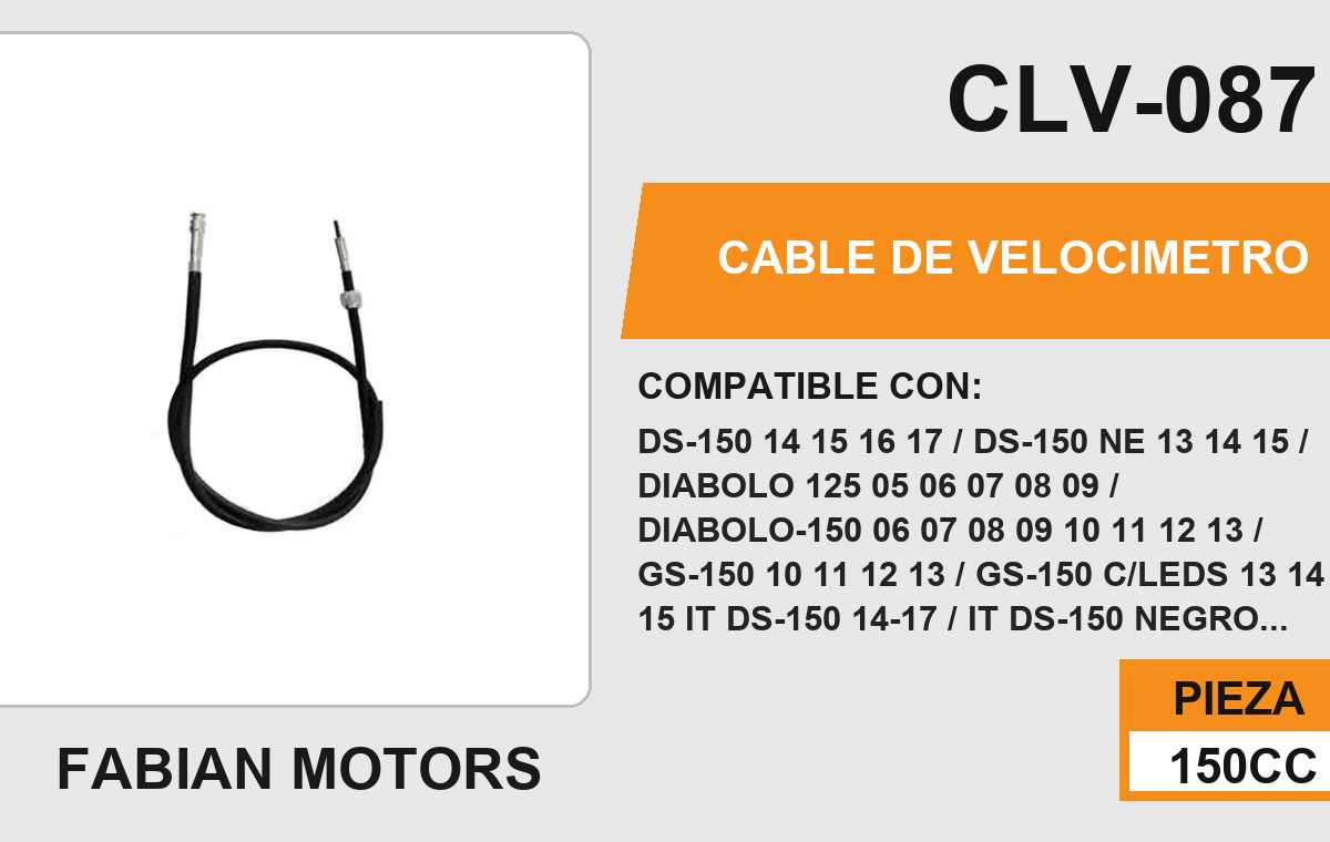 CABLE DE VELOCIMETRO Empaque (10 Piezas)