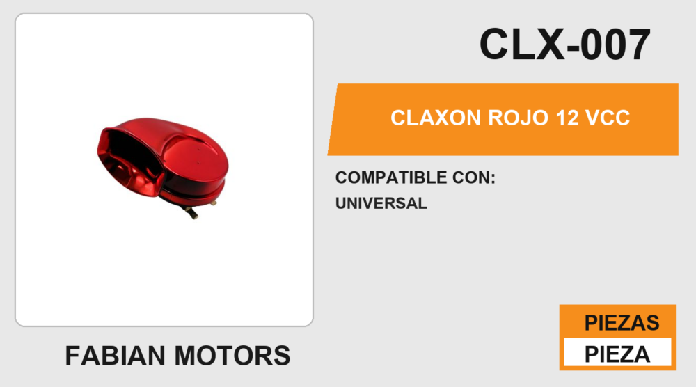 CLAXON ROJO 12 Vcc