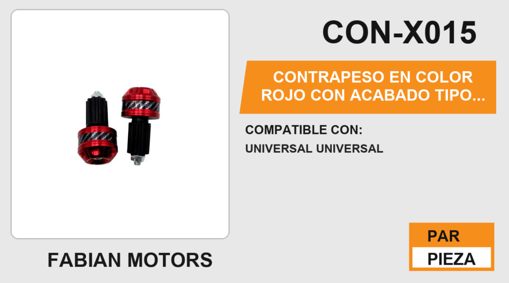 CONTRAPESO EN COLOR ROJO CON ACABADO TIPO FIBRA DE CARBONO