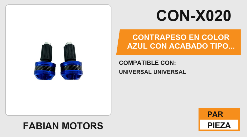 CONTRAPESO EN COLOR AZUL CON ACABADO TIPO FIBRA DE CARBONO
