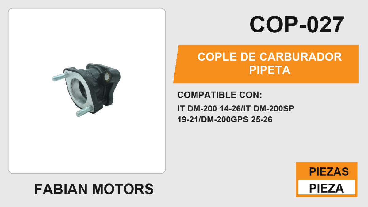 COPLE DE CARBURADOR PIPETA
