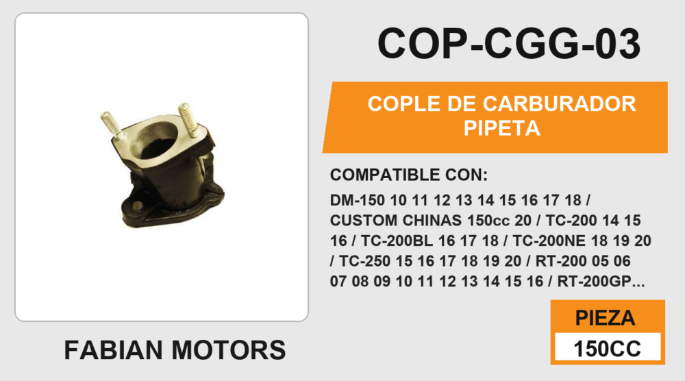 COPLE DE CARBURADOR PIPETA