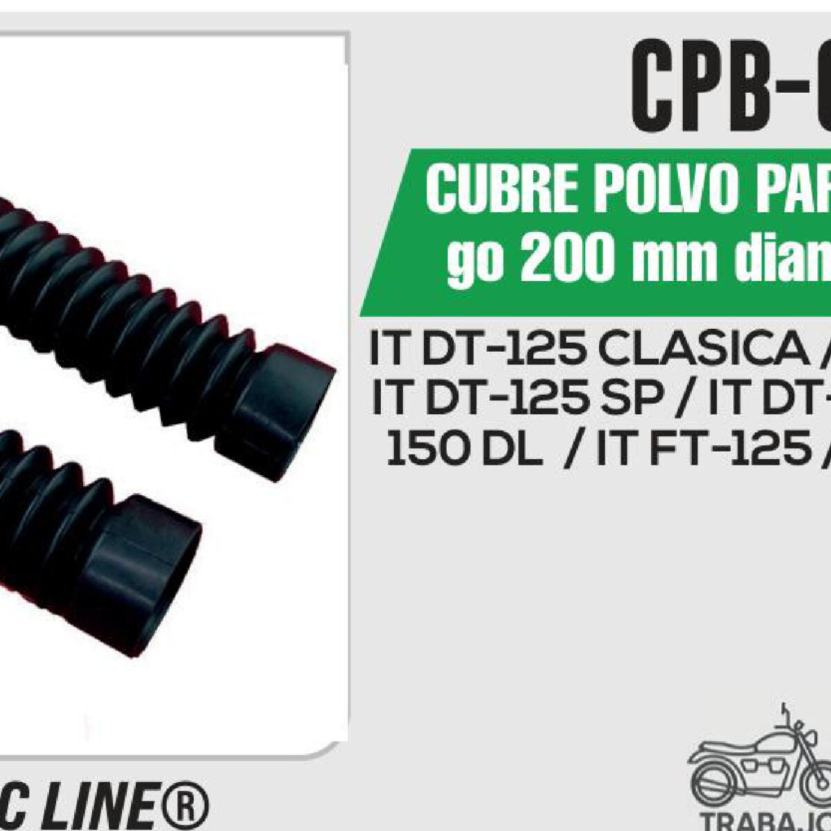 CUBRE POLVO PARA BARRA largo 200mm diametro 27mm
