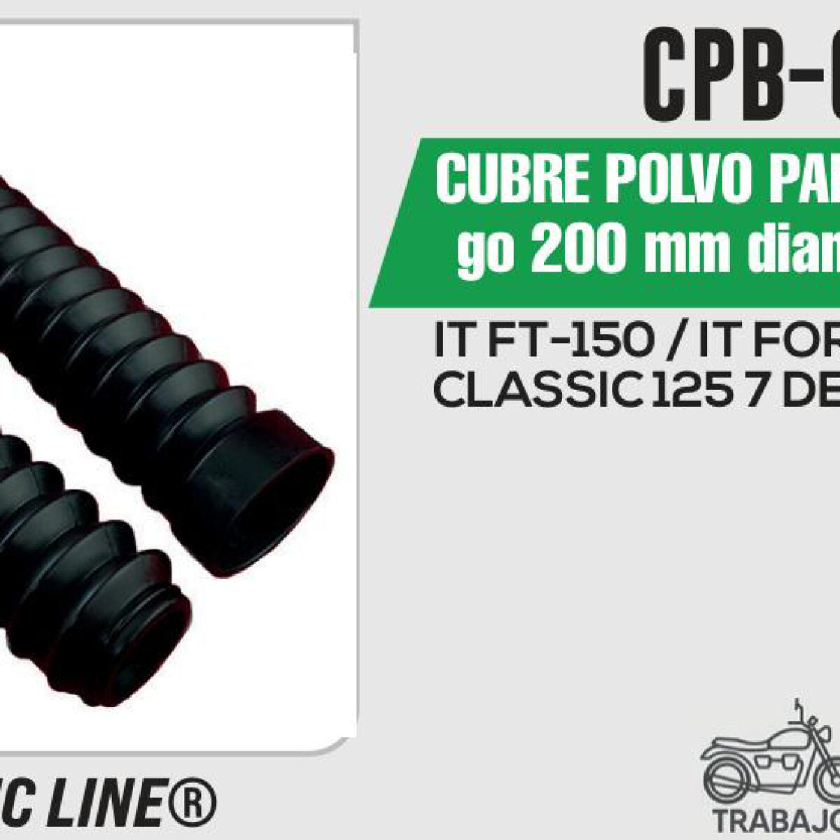 CUBRE POLVO PARA BARRA largo 200mm diametro 31mm