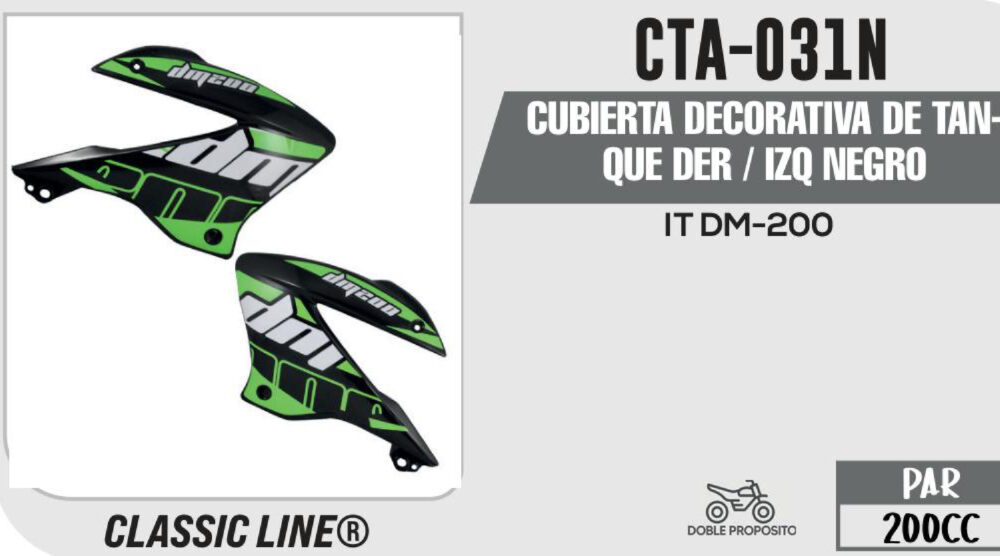 CUBIERTA DECORATIVA DE TANQUE DERECHO / IZQUIERDO NEGRO