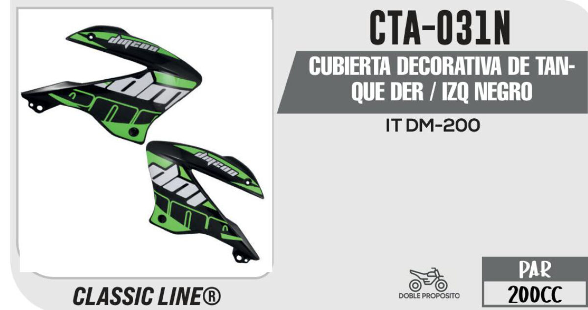 CUBIERTA DECORATIVA DE TANQUE DERECHO / IZQUIERDO NEGRO