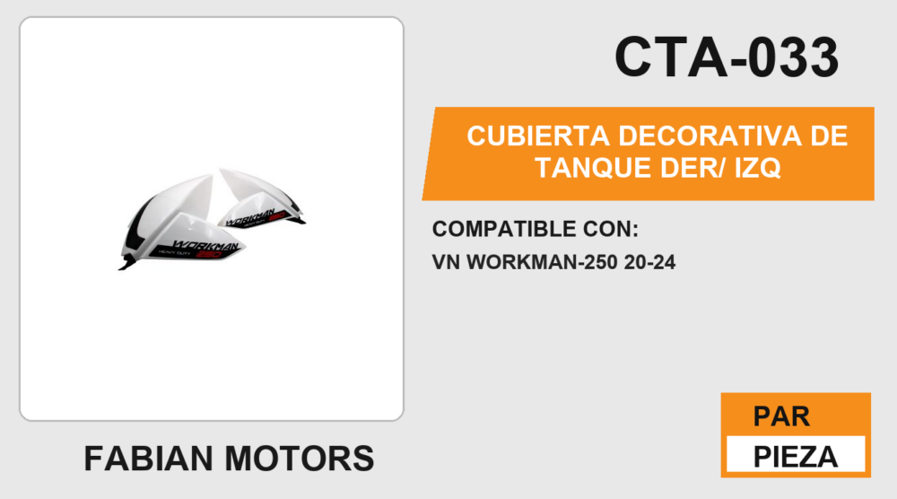 CUBIERTA DECORATIVA DE TANQUE DER/ IZQ