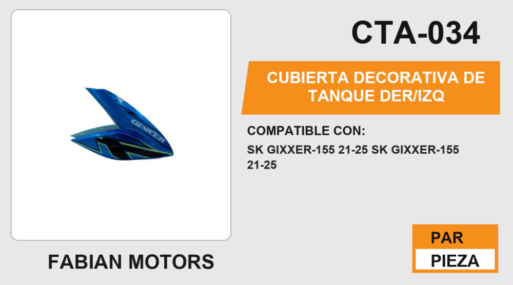 CUBIERTA DECORATIVA DE TANQUE DER/IZQ