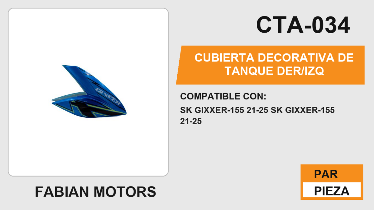 CUBIERTA DECORATIVA DE TANQUE DER/IZQ