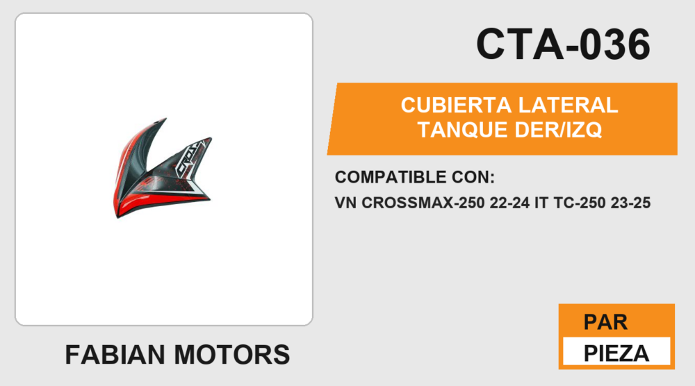 CUBIERTA LATERAL TANQUE DER/IZQ