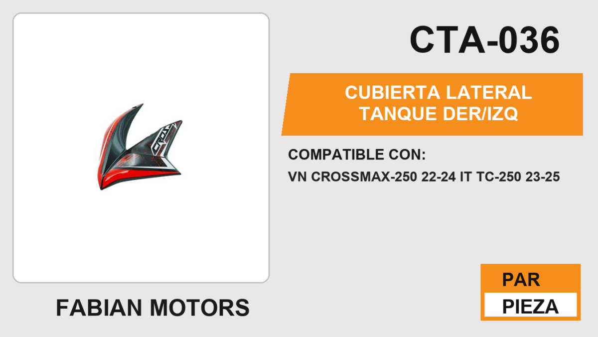 CUBIERTA LATERAL TANQUE DER/IZQ