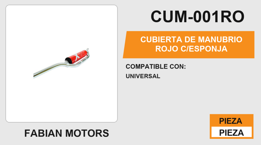 CUBIERTA DE MANUBRIO ROJO C/ESPONJA