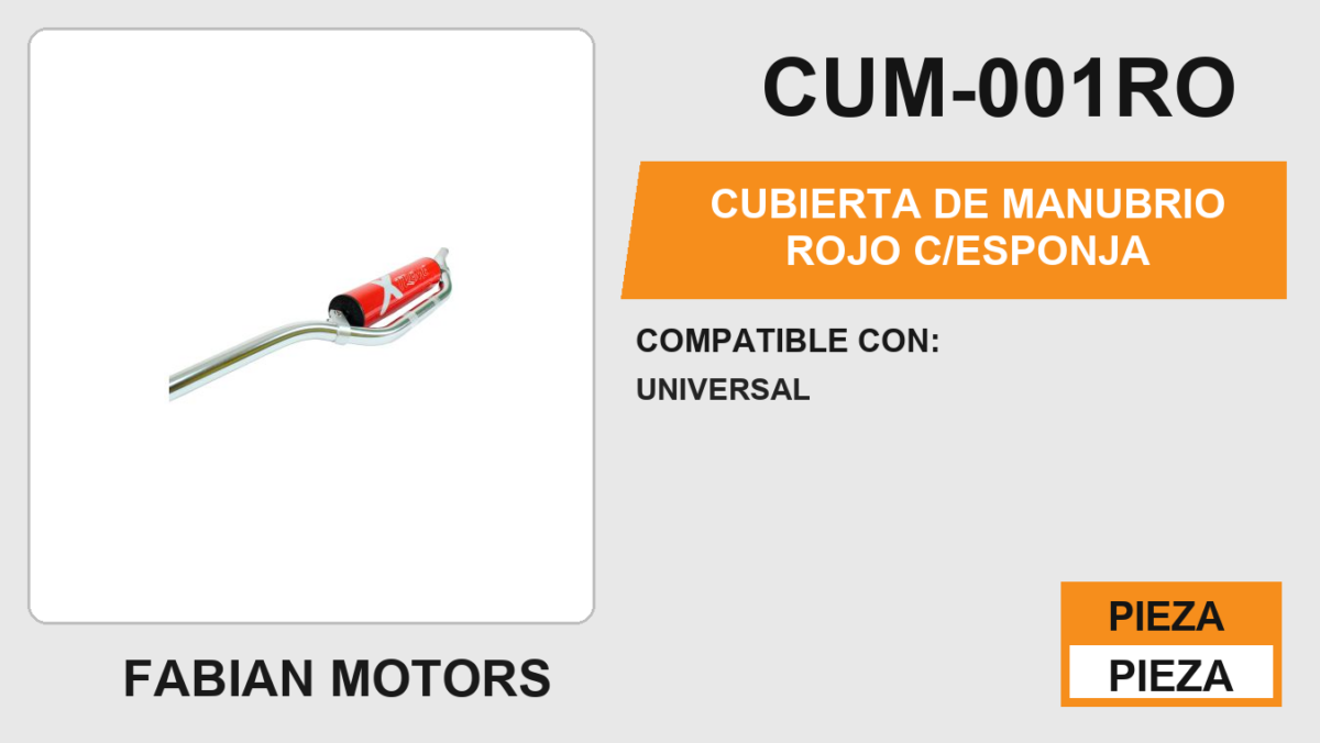 CUBIERTA DE MANUBRIO ROJO C/ESPONJA