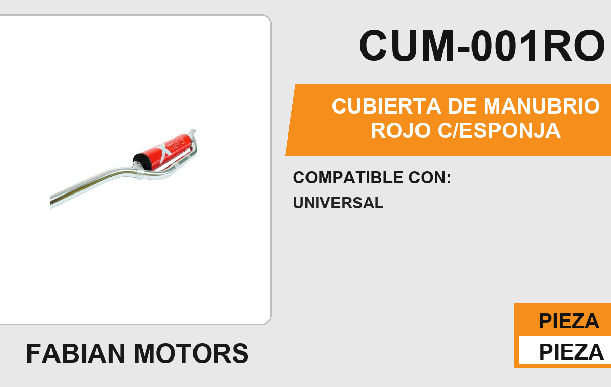 CUBIERTA DE MANUBRIO ROJO C/ESPONJA