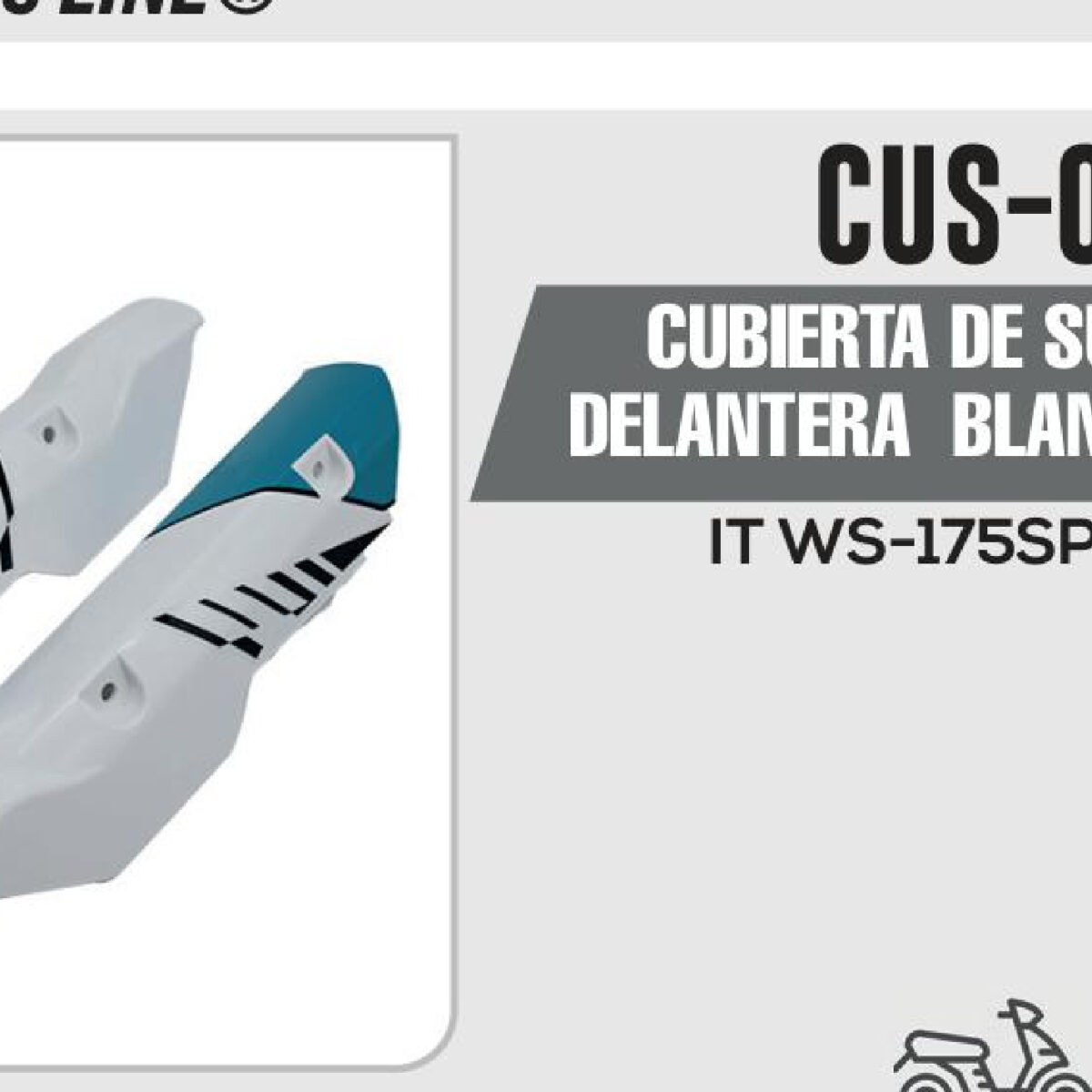 CUBIERTA DE SUSPENSION DELANTERA BLANCO CON AZUL