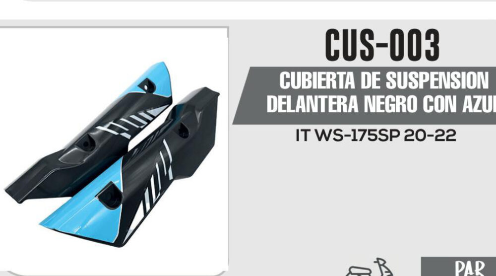CUBIERTA DE SUSPENSION DELANTERA NEGRO CON AZUL