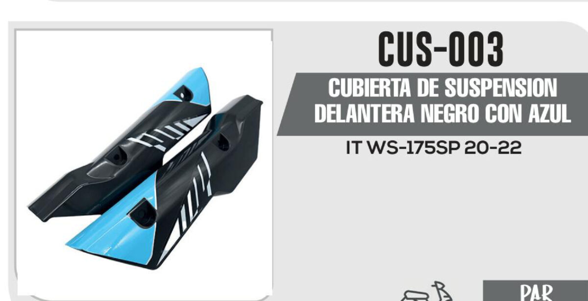 CUBIERTA DE SUSPENSION DELANTERA NEGRO CON AZUL