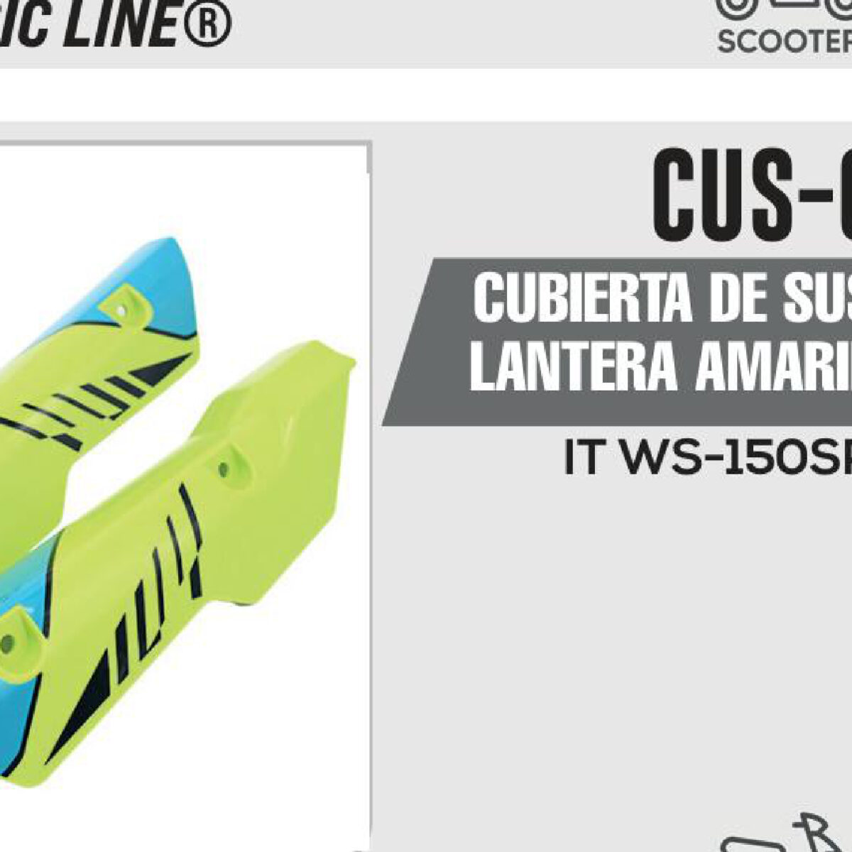 CUBIERTA DE SUSPENSION DELANTERA AMARILLO CON AZUL