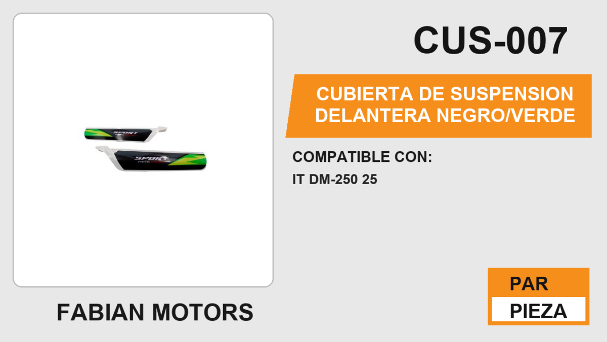 CUBIERTA DE SUSPENSION DELANTERA NEGRO/VERDE