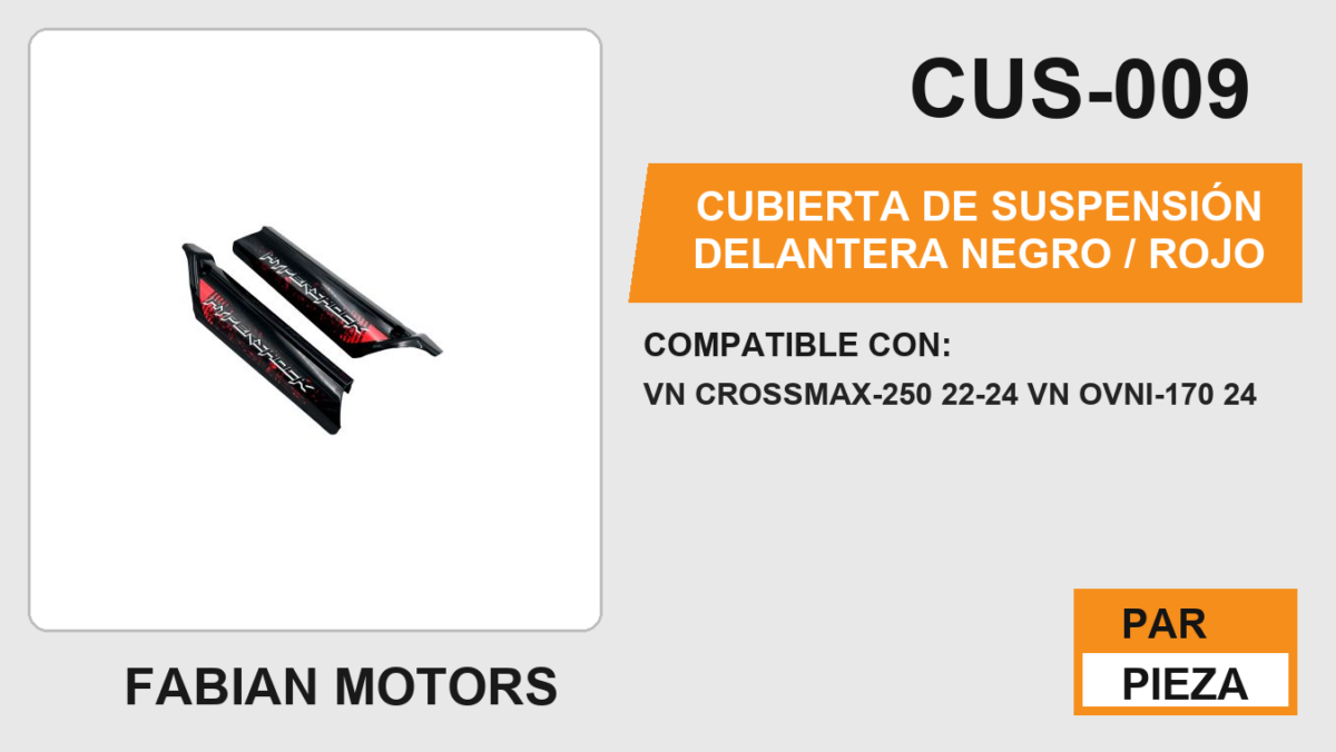 CUBIERTA DE SUSPENSIÓN DELANTERA NEGRO/ROJO VN CROSSMAX-250 22-24