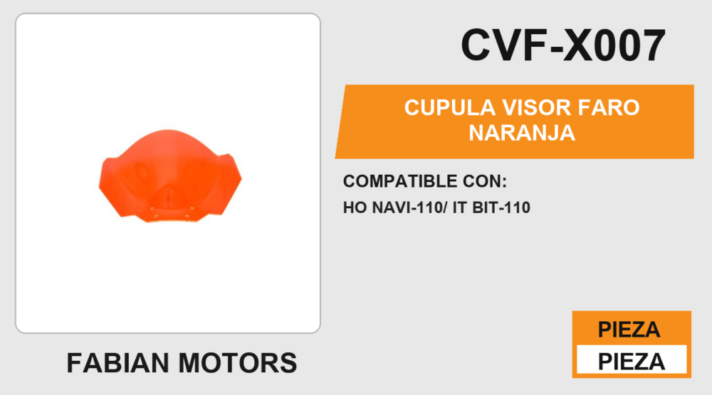 CUPULA VISOR FARO NARANJA