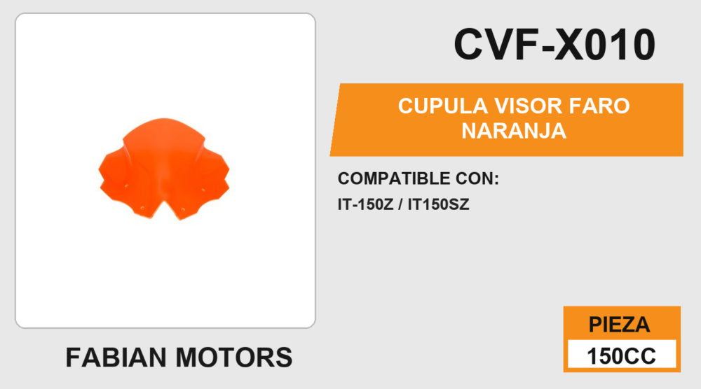 CUPULA VISOR FARO NARANJA