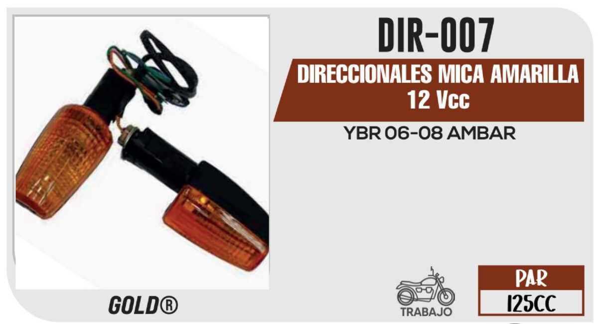 DIRECCIONALES MICA AMARILLA 12Vcc