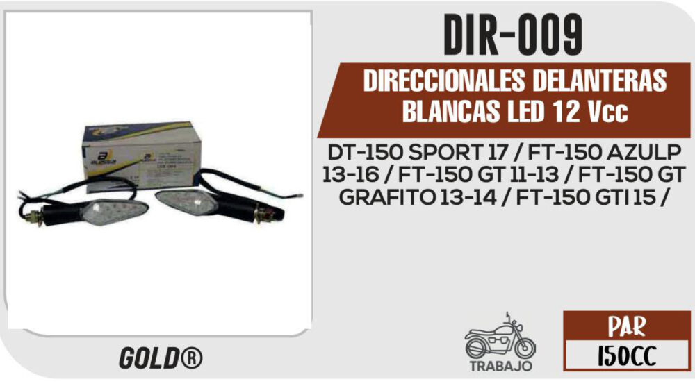 DIRECCIONALES DELANTERAS BLANCAS LED 12Vcc
