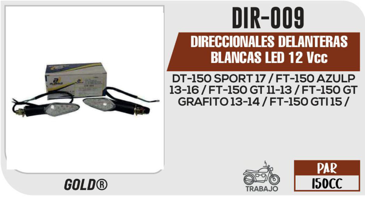 DIRECCIONALES DELANTERAS BLANCAS LED 12Vcc