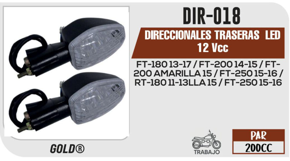 DIRECCIONALES TRASERAS LED 12Vcc