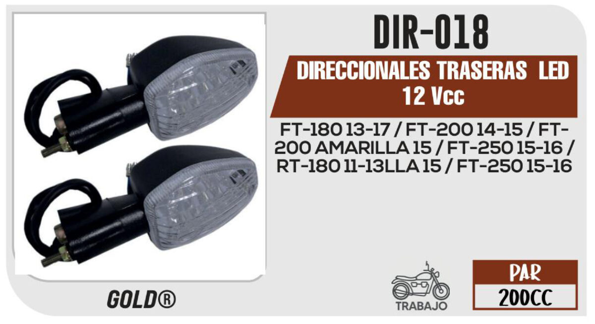 DIRECCIONALES TRASERAS LED 12Vcc