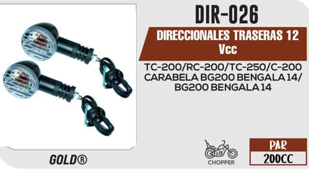 DIRECCIONALES TRASERAS 12Vcc