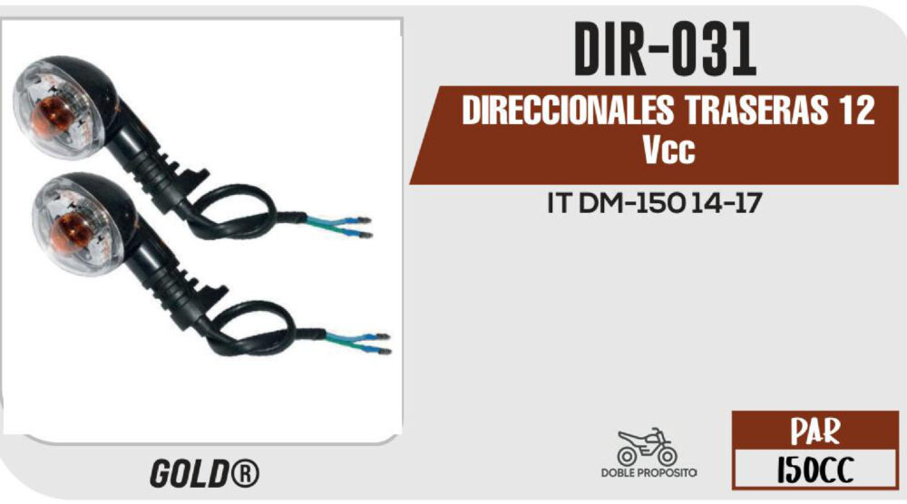 DIRECCIONALES TRASERAS 12Vcc