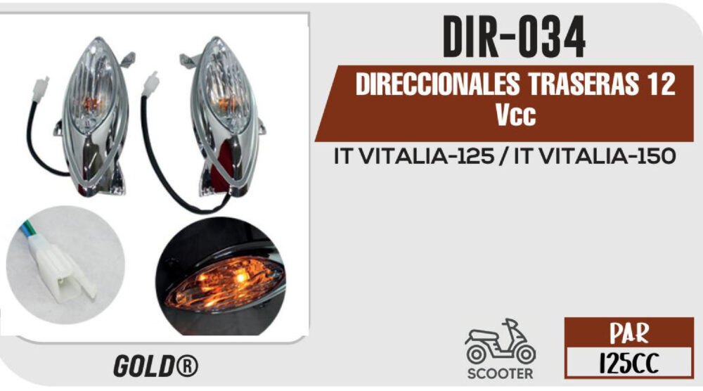 DIRECCIONALES TRASERAS 12Vcc
