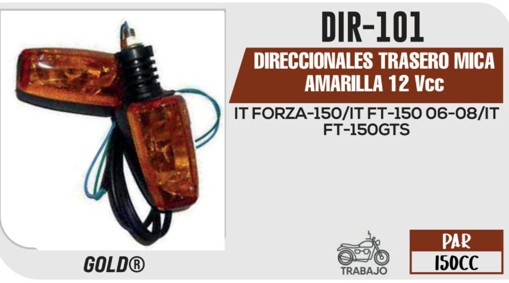 DIRECCIONALES TRASERO MICA AMARILLA 12Vcc