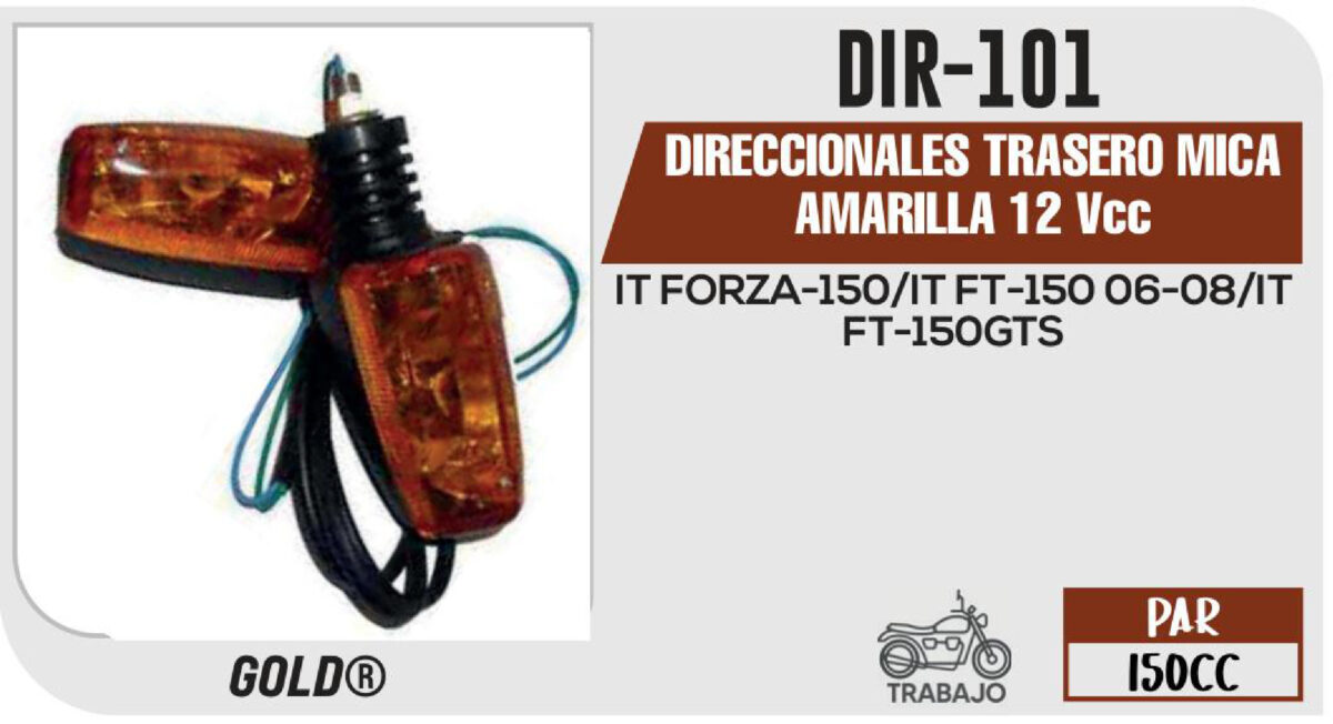 DIRECCIONALES TRASERO MICA AMARILLA 12Vcc