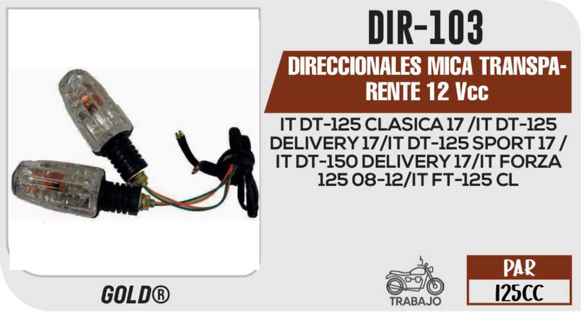 DIRECCIONALES MICA TRANSPARENTE 12Vcc