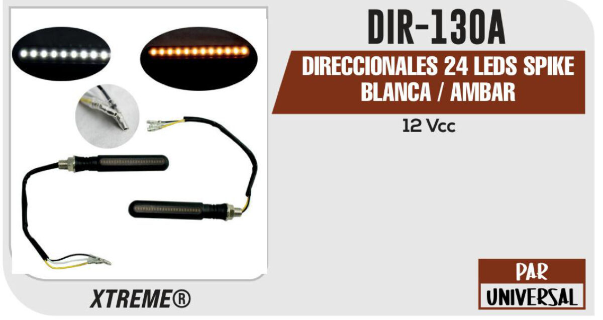 DIRECCIONALES 24 LEDS SPIKE BLANCA / AMBAR 12Vcc