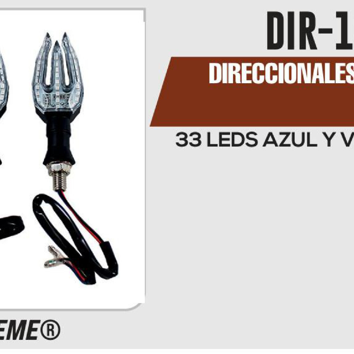 DIRECCIONALES TRIDENTE 33 LEDS AZUL Y VERDE 12Vcc