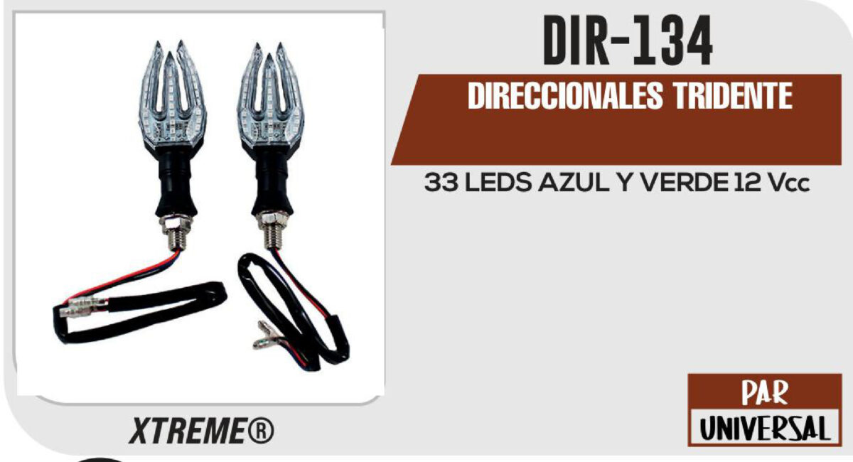 DIRECCIONALES TRIDENTE 33 LEDS AZUL Y VERDE 12Vcc