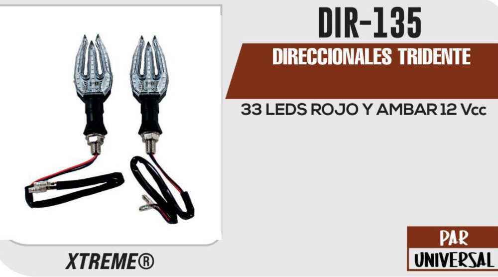 DIRECCIONALES TRIDENTE 33 LEDS ROJO Y AMBAR 12Vcc