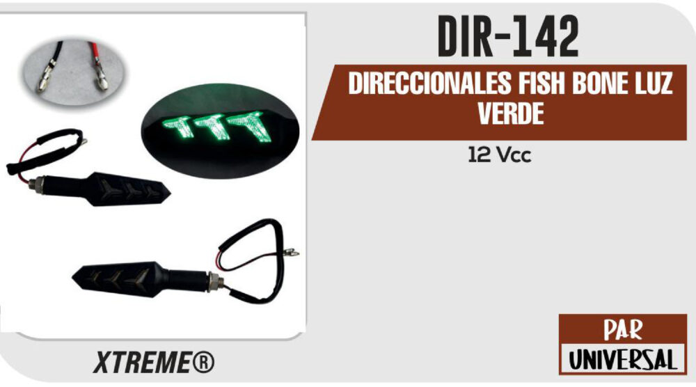 DIRECCIONALES FISH BONE LUZ VERDE 12Vcc