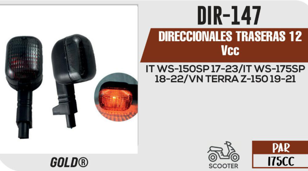 DIRECCIONALES TRASERAS 12Vcc