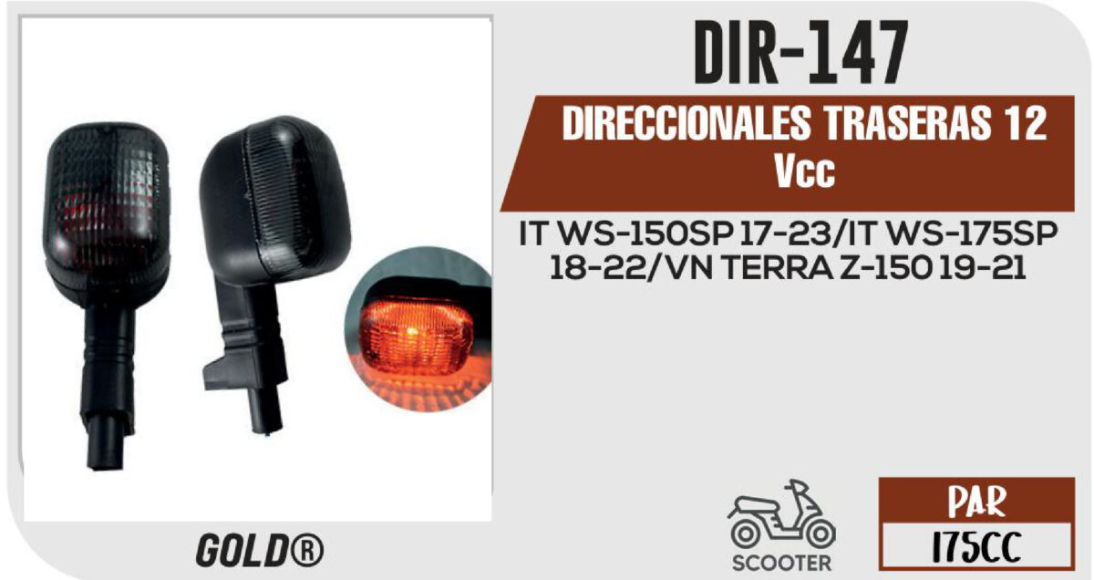 DIRECCIONALES TRASERAS 12Vcc
