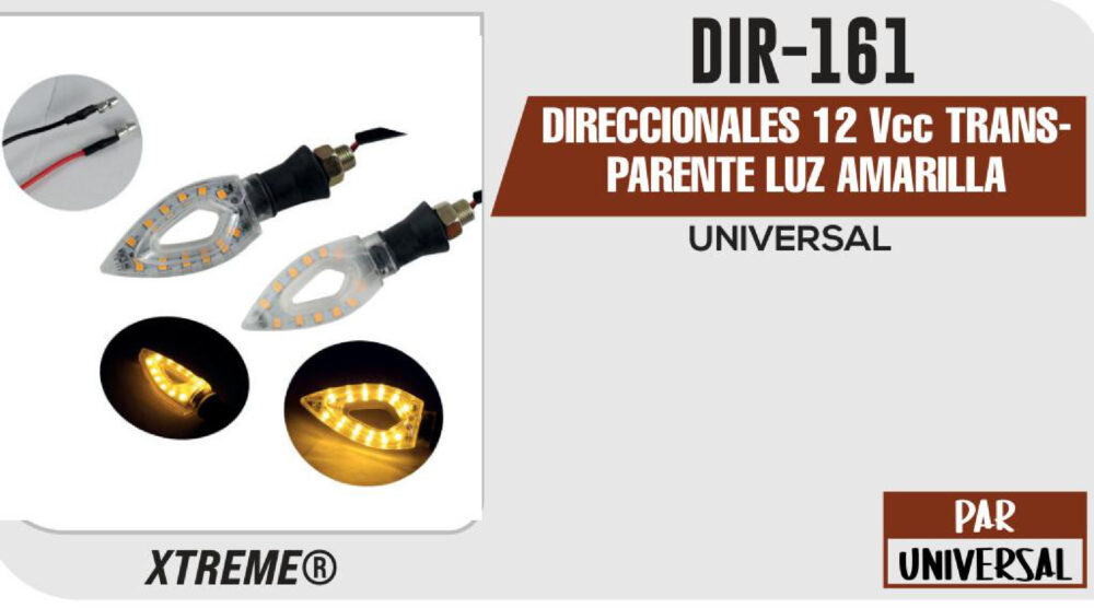 DIRECCIONALES TRANSPARENTE LUZ AMARILLA 12Vcc