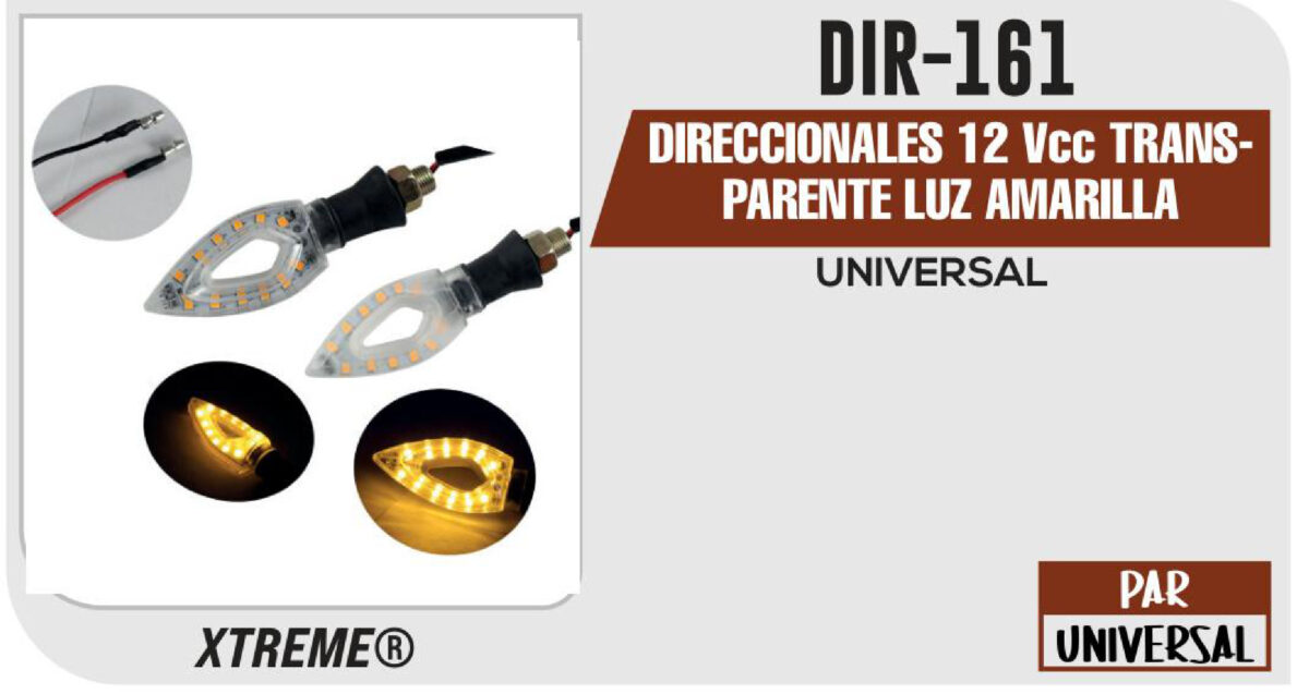 DIRECCIONALES TRANSPARENTE LUZ AMARILLA 12Vcc