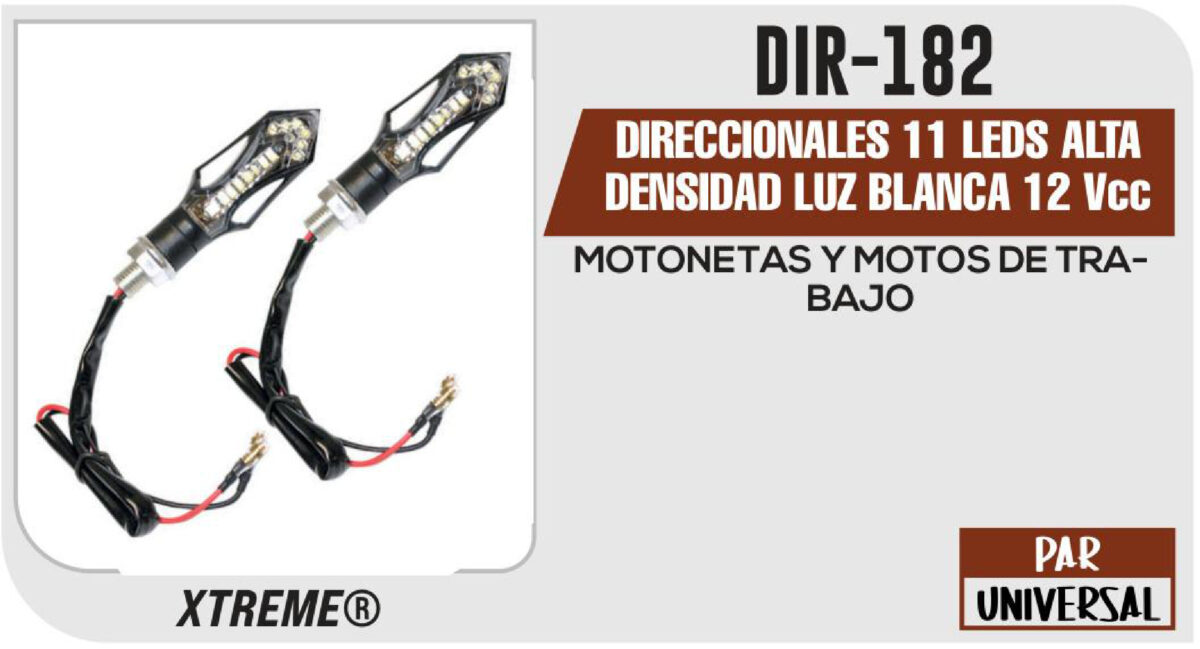 DIRECCIONALES 11 LEDS ALTA DENSIDAD LUZ BLANCA 12Vcc