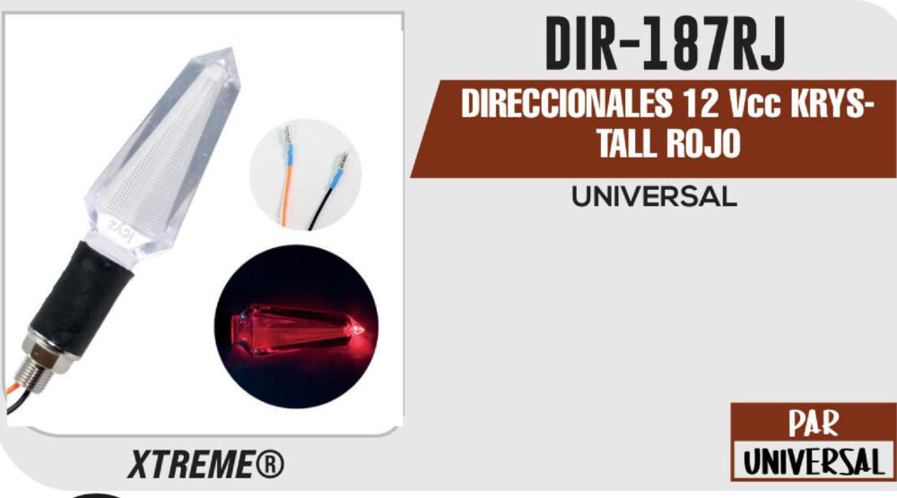 DIRECCIONALES KRYSTALL ROJO 12Vcc