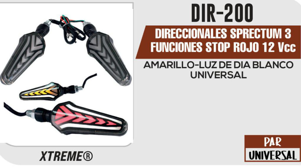 DIRECCIONALES SPRECTUM 3 FUNCIONES STOP ROJO 12Vcc