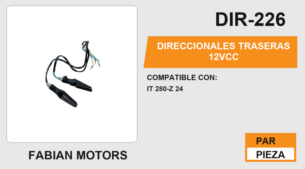 DIRECCIONALES TRASERAS 12Vcc